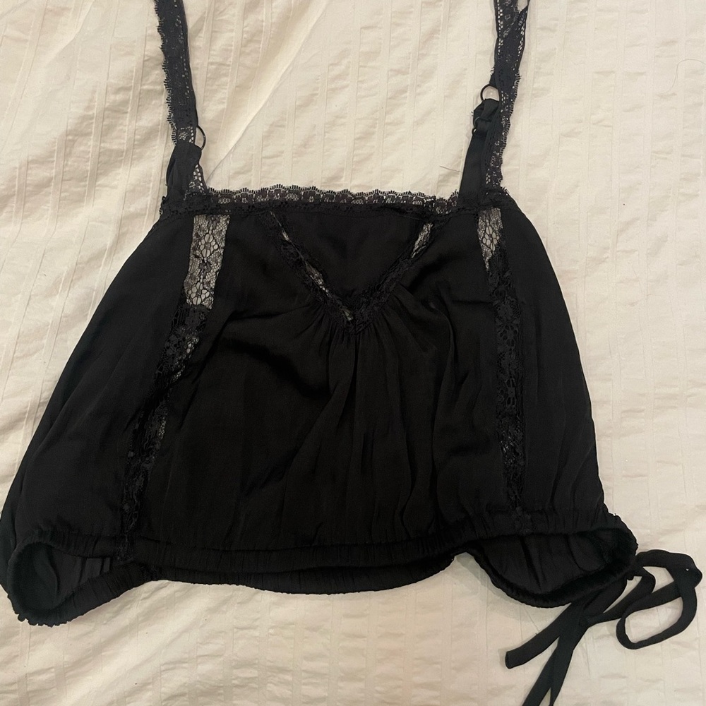 lacy silk top, coverup, little bow on the side